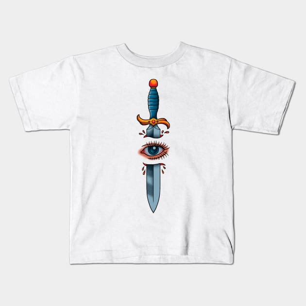 Eye Knife Tattoo Kids T-Shirt by akawork280